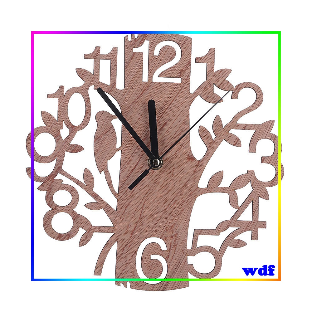 Fashion Wood Digital Wall Clock Home Living Room Bedroom Birds Tree ...