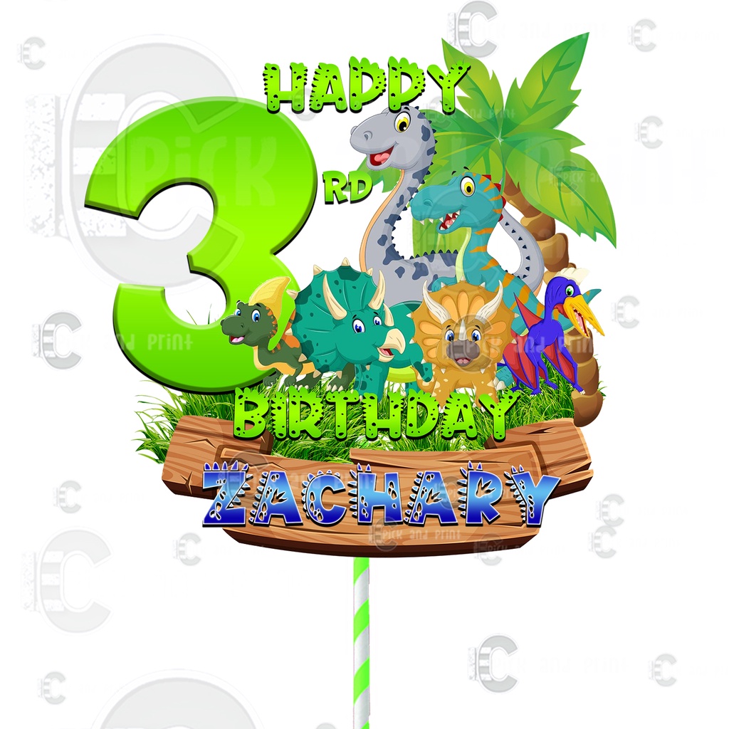 Personalized/Customized Dinosaur Theme Cake Topper for Party
