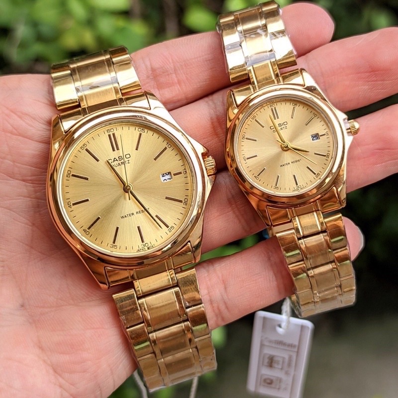 Casio couple watch online leather