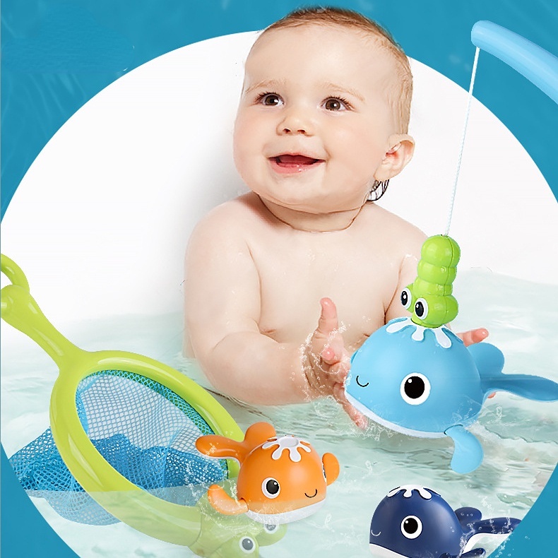 ♟ Bath Toys Fishing Games Windup Swimming Whales Water Table Pool Bath Fun Time