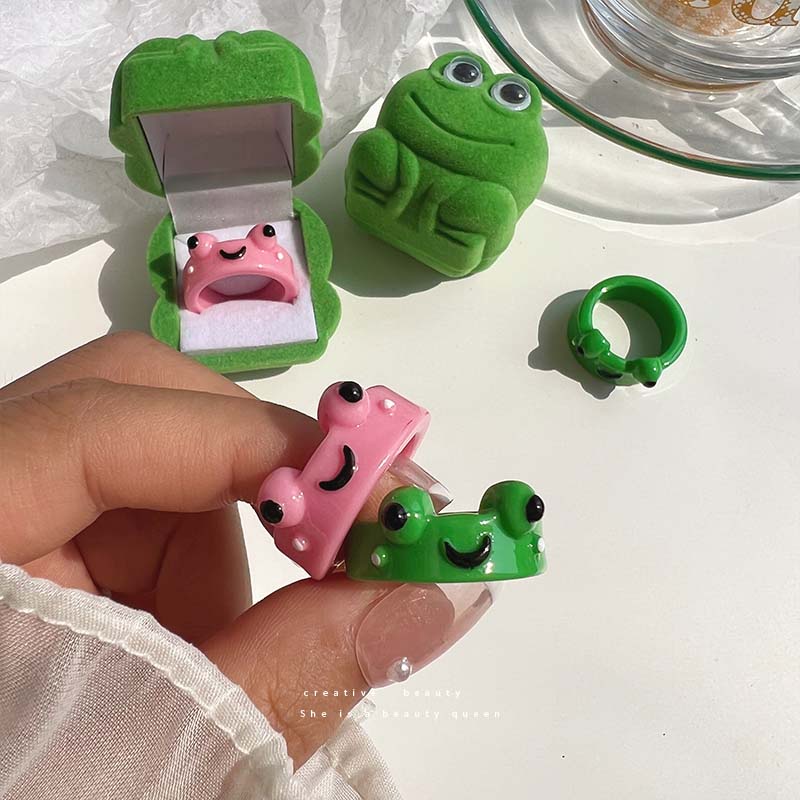 Tiktok Cute Frog Ring Frog Ring Box Couple Ring Accessories Christmas ...