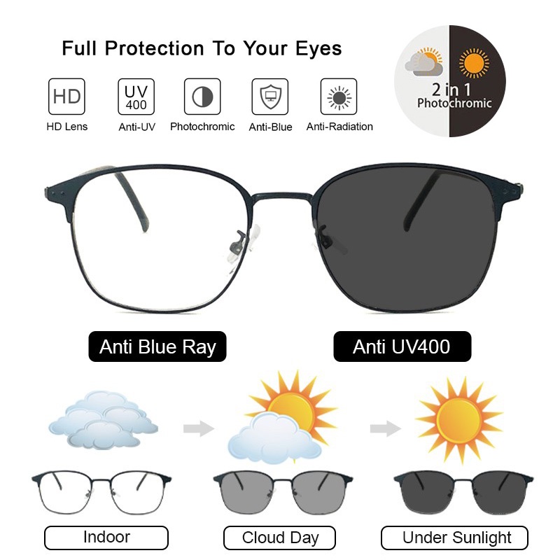 New Anti Radiation Photochromic Eyewear 2 In 1 For Women Men Photochromic Eyeglasses Uv400 4181