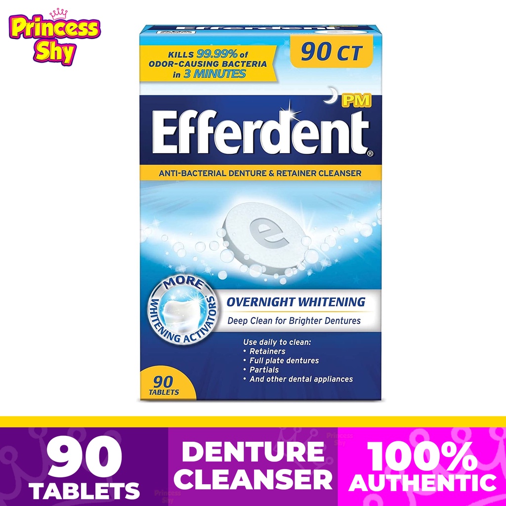 Efferdent Overnight Whitening AntiBacterial Denture & Retainer