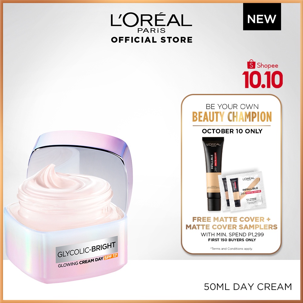 New Loreal Paris Glycolic Bright Glowing Day Cream Spf 17 Glycolic Acid For Brightening Dark 8413