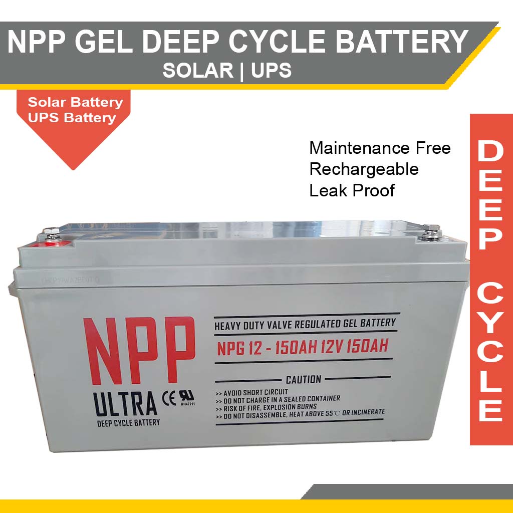 NPP 150AH 12V Gel Deep Cycle Sealed Rechargeable Solar UPS Battery ...