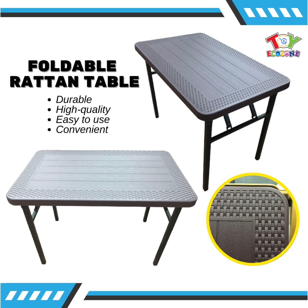 Foldable Plastic Rattan Table dining table High Quality 61x100 Table
