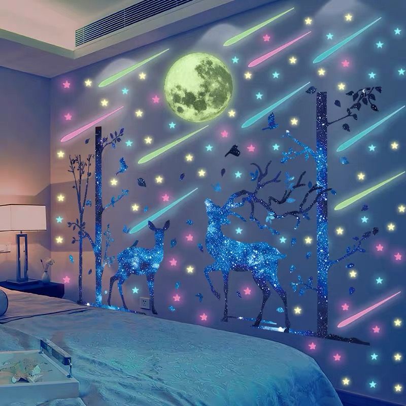 fashion shop shower meteor glow in the dark with adhesive wall decor ...