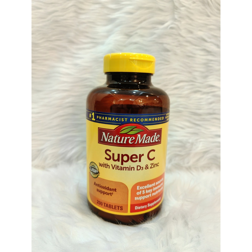 Nature Made Super C with Vitamin D3 and Zinc, 200 Tablets Shopee