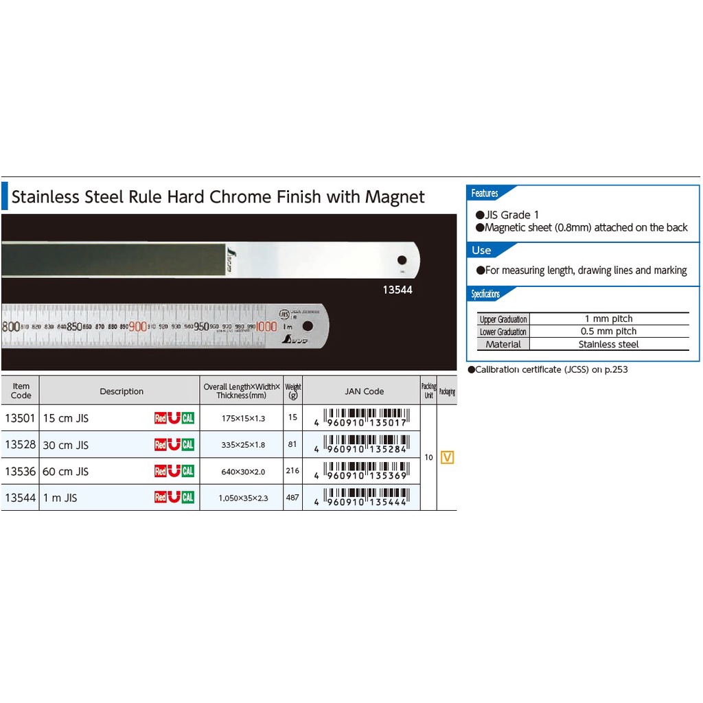SHINWA Stainless steel ruler with Magnet 15cm 13501 ( JAPAN BRAND ...