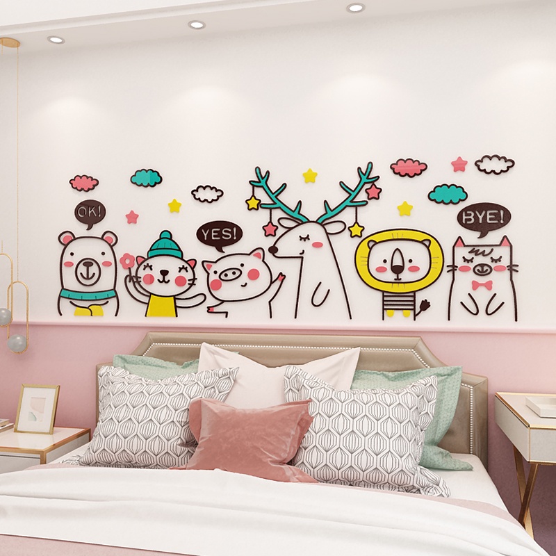 Free Shipping ins Style Cartoon Animal 3D Acrylic Wall Stickers Living ...