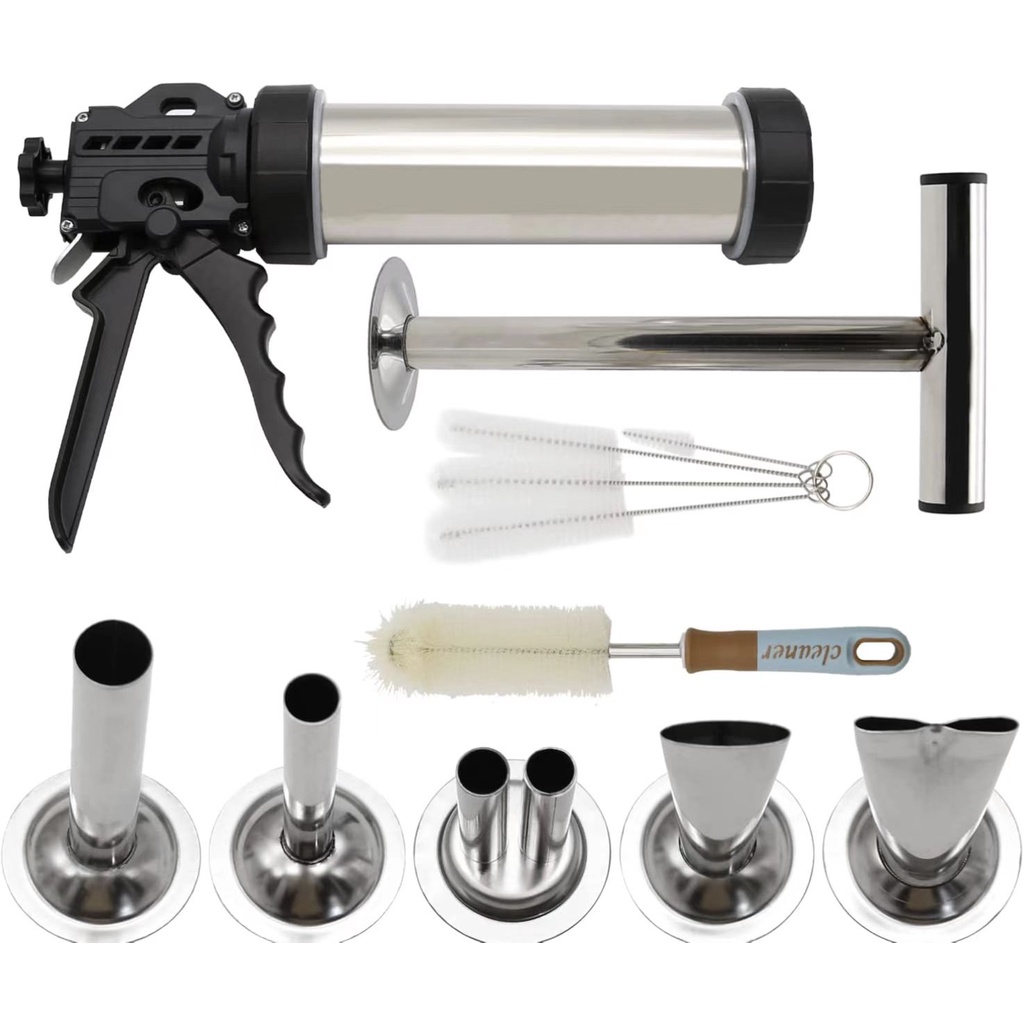 HK Stainless Steel Jerky Gun Kit - 2lb Sausage Maker With 5