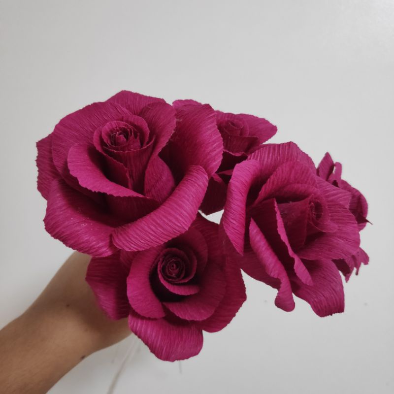 ALAYA PAPER BLOOMS Single Rose Bouquet - Crepe Paper Rose | Shopee ...