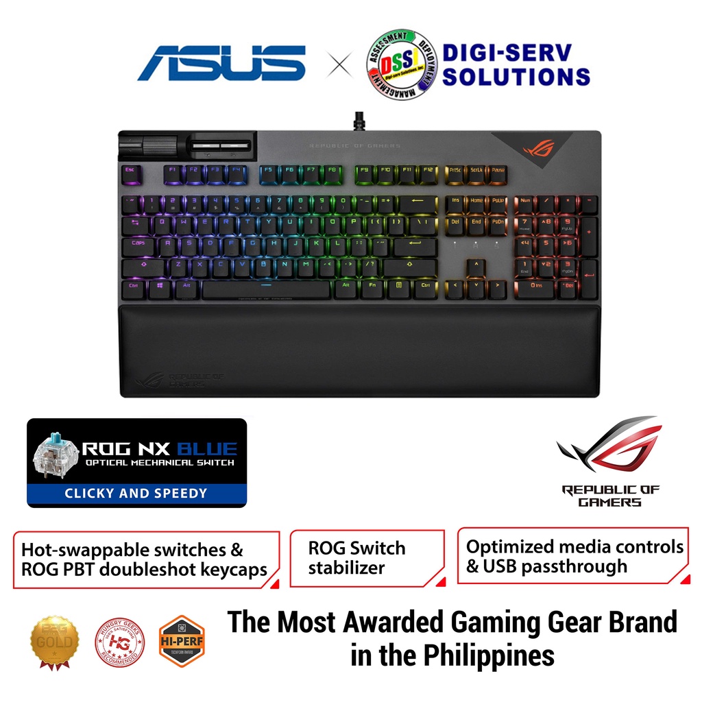 ASUS ROG Strix Flare II (PBT/NX BLUE) Gaming Mechanical Keyboard, with ...