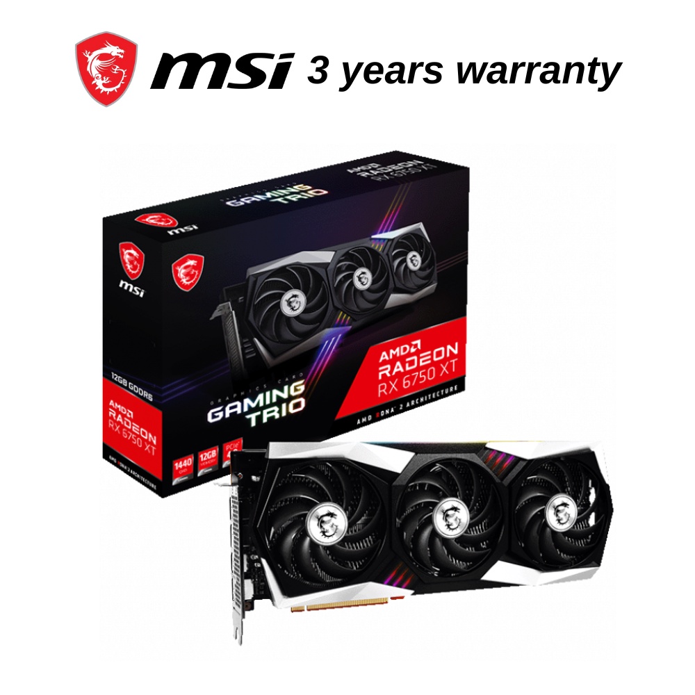 MSI Radeon RX 6750 XT Gaming Trio 12GB GDDR6 Graphic Card Shopee Philippines