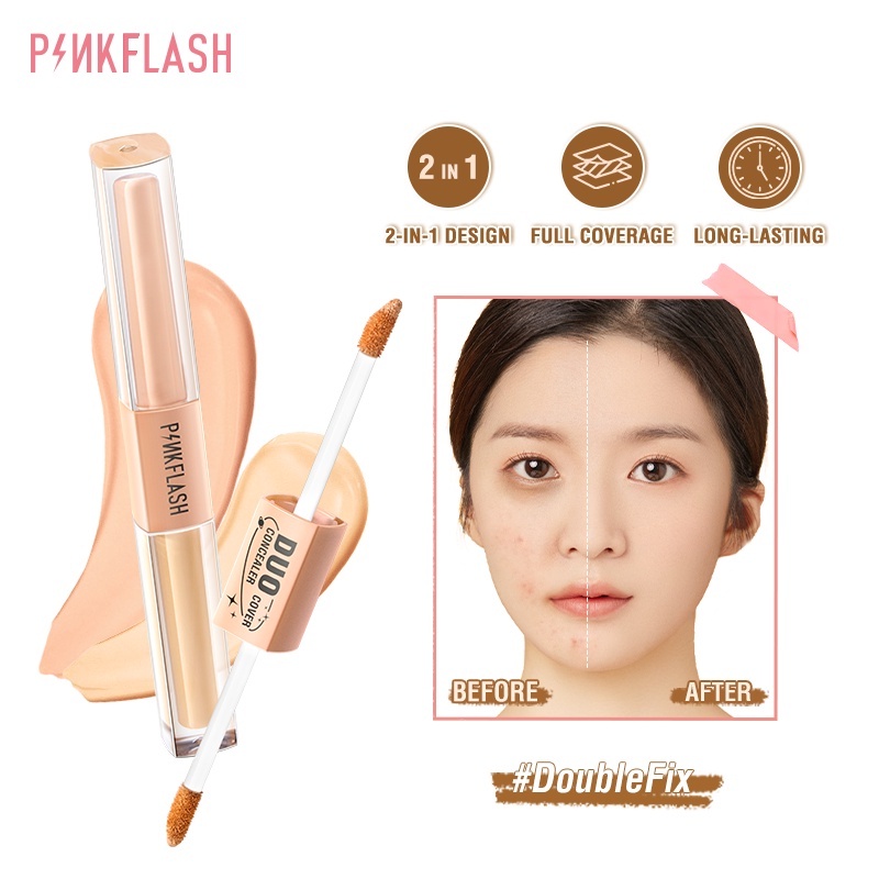 Pinkflash 2in1 Dual Shade Waterproof Concealer Full Coverage Foundation