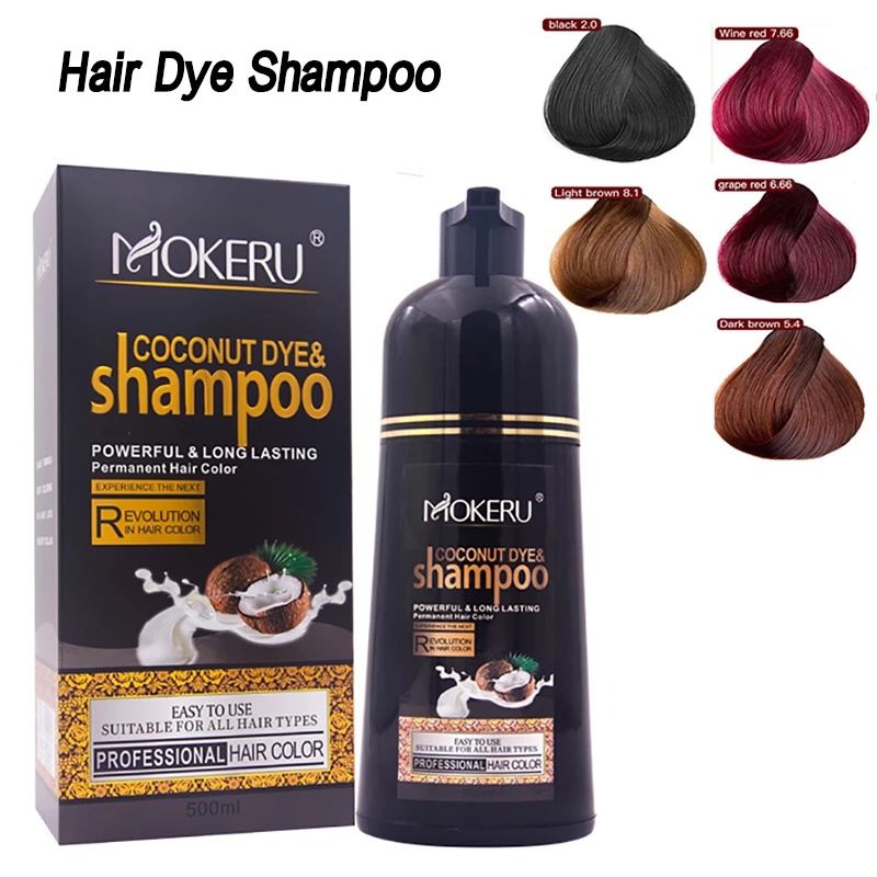 Mokeru 500ML Professional Coconut Hair Dye Shampoo Long Lasting Fast