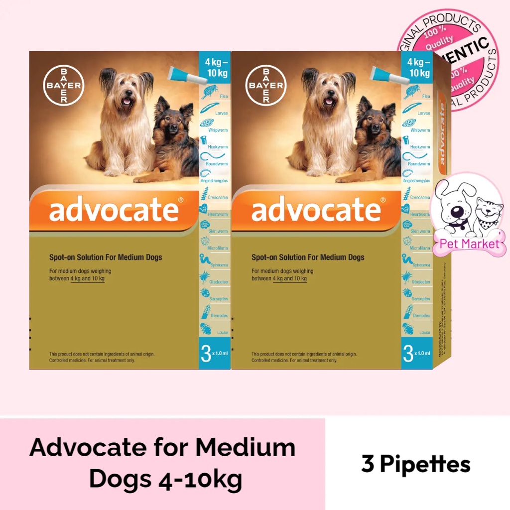 ADVOCATE FOR MEDIUM DOGS 4-10KG (3 PIPETTES) | Shopee Philippines