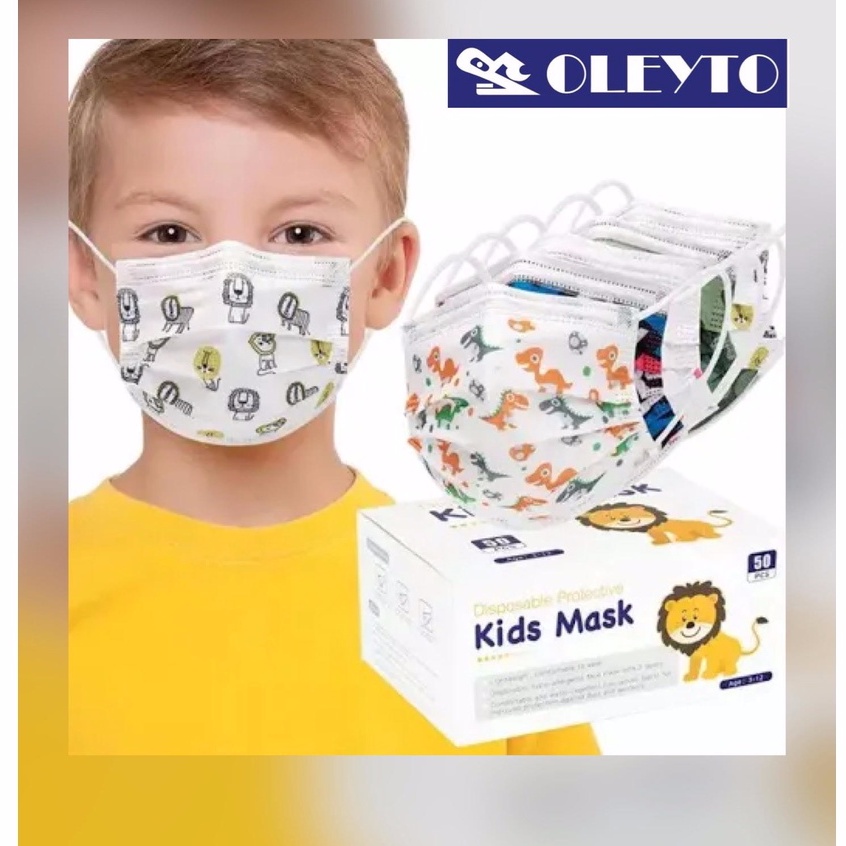 50Pcs Disposable Kids Mask Child Children's Face Protective Masks