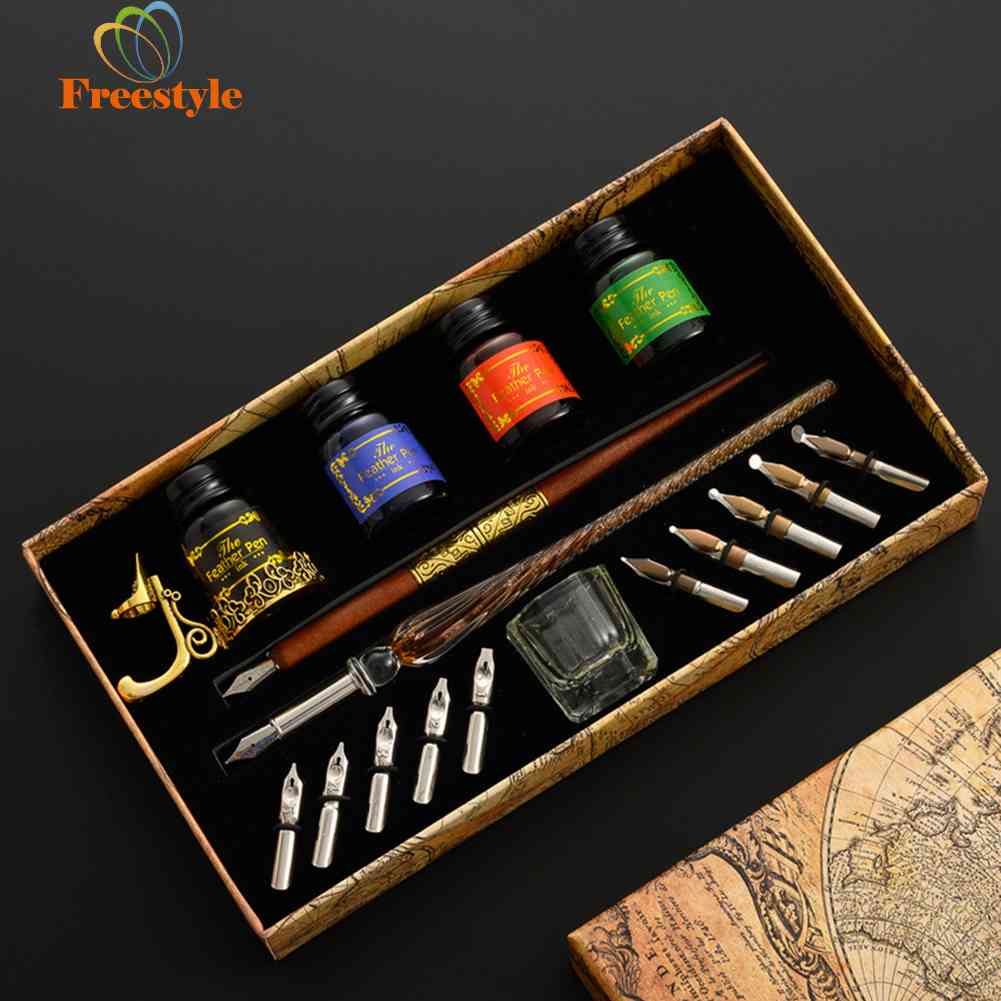 Innovative Retro European Star Starry Sky Glass Fountain Dip Pen Set ...