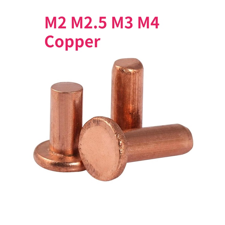 M2 M2.5 M3 M4 GB109 Red Copper Solid Rivets Knock Flat Head Rivet ...