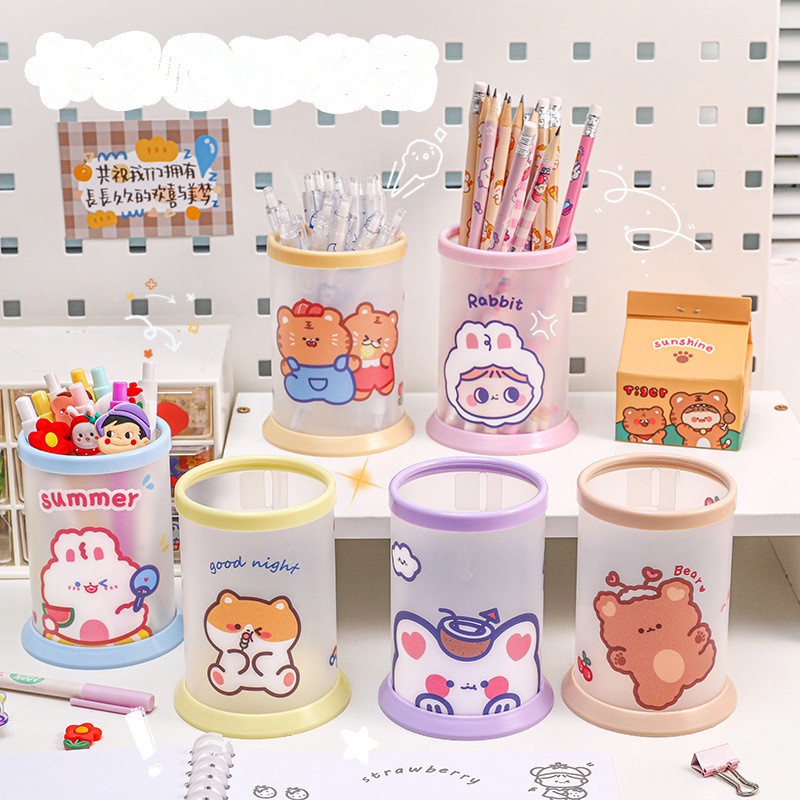 Cute Cartoon Round Folding Pen Holder Pen Container Desk Organizer ...