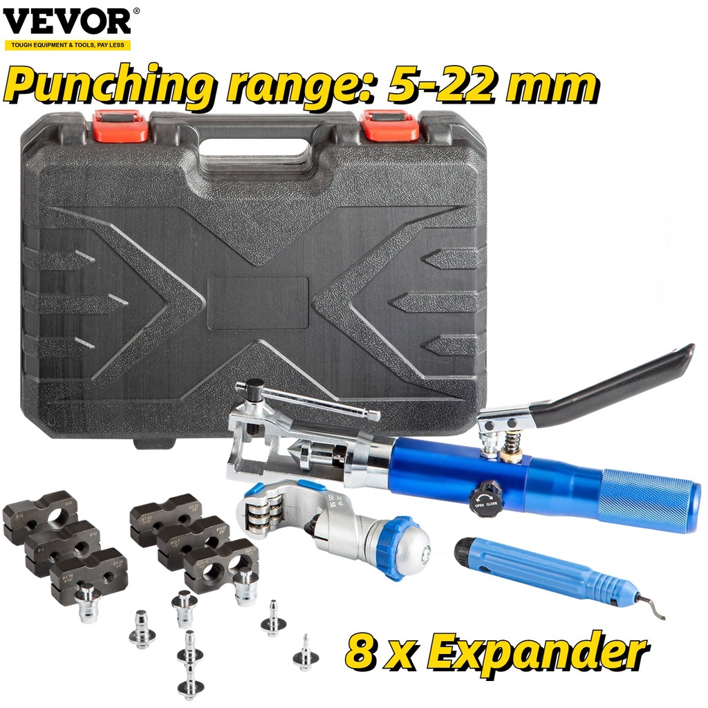 VEVOR 2in1 Hydraulic Flaring Swaging Tool Kit 8Dies 522mm Soft HVAC