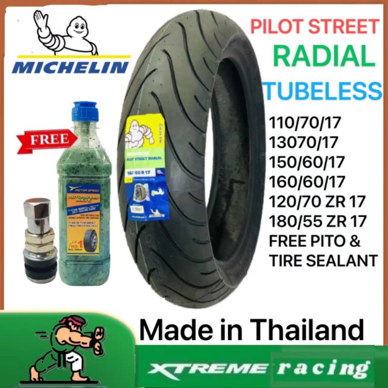 Michelin Pilot Street Radial Tubeless Free pito & Tire Sealant 110/70 ...
