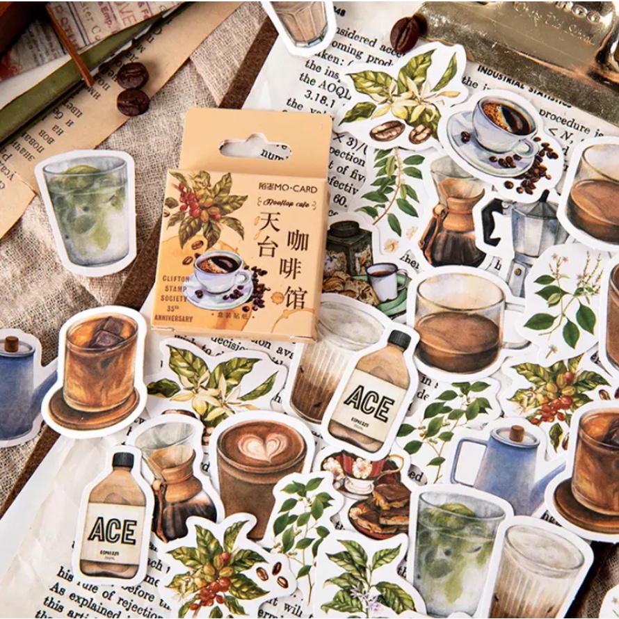 Vintage Rooftop Cafe Boxed Stickers (46pcs/pack) | Shopee Philippines