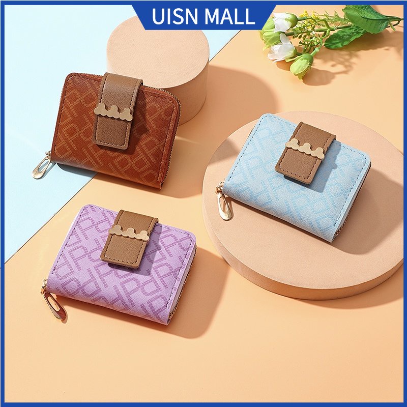 FUIBENG Women's Long PU Leather Wallet - Zipper Purse With 4 Card Slots, Coin Pocket, Christmas Santa Design