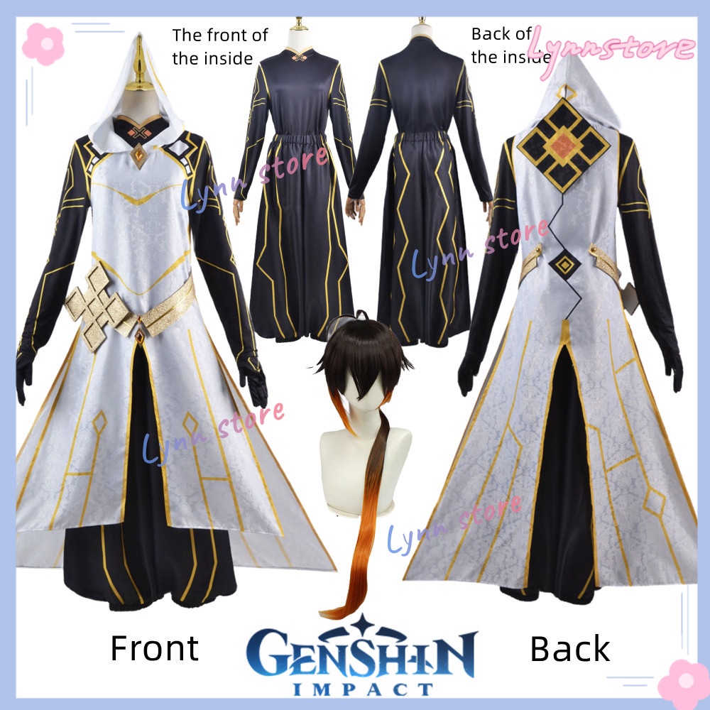 Genshin Impact Morax Zhong Li God Outfit Cosplay Costume Uniform Wig ...