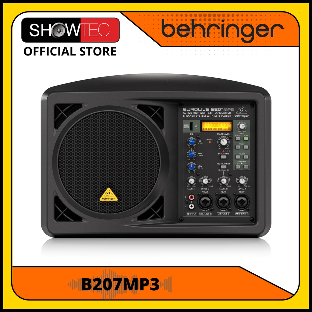 EUROLIVE B207MP3 - Active 150 Watt 6.5" PA/Monitor Speaker System With ...