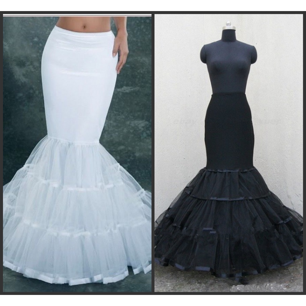 Black White Fishtail Mermaid Wedding Dress Bridal Petticoat Slips