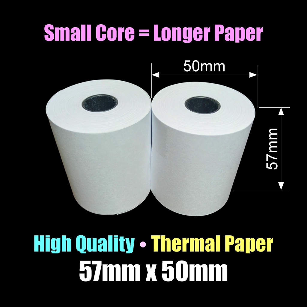 PER ROLL ♥ DMS POS ♥ CLEAR PRINT Thermal Paper 57mm x 50mm ♥ For 58mm