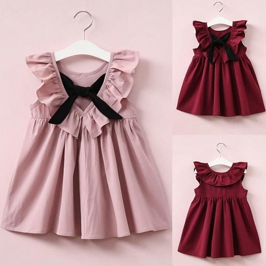 Baby Girl Princess Dress Soild Color Backless Kids Dress Birthday Gifts ...