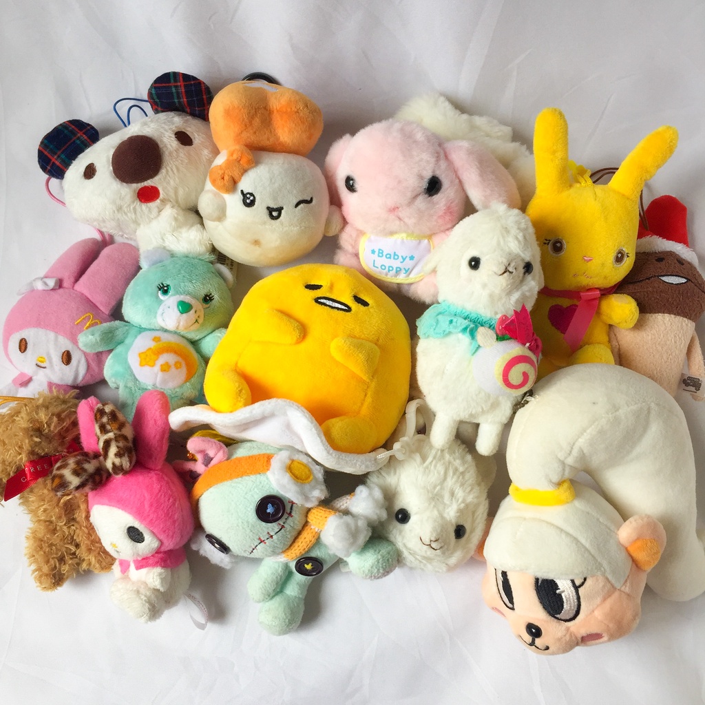 Cute Bag Charms Keychains Character Amuse Sanrio Disney Gudetama Melody Plush Japan Stuffed Toys
