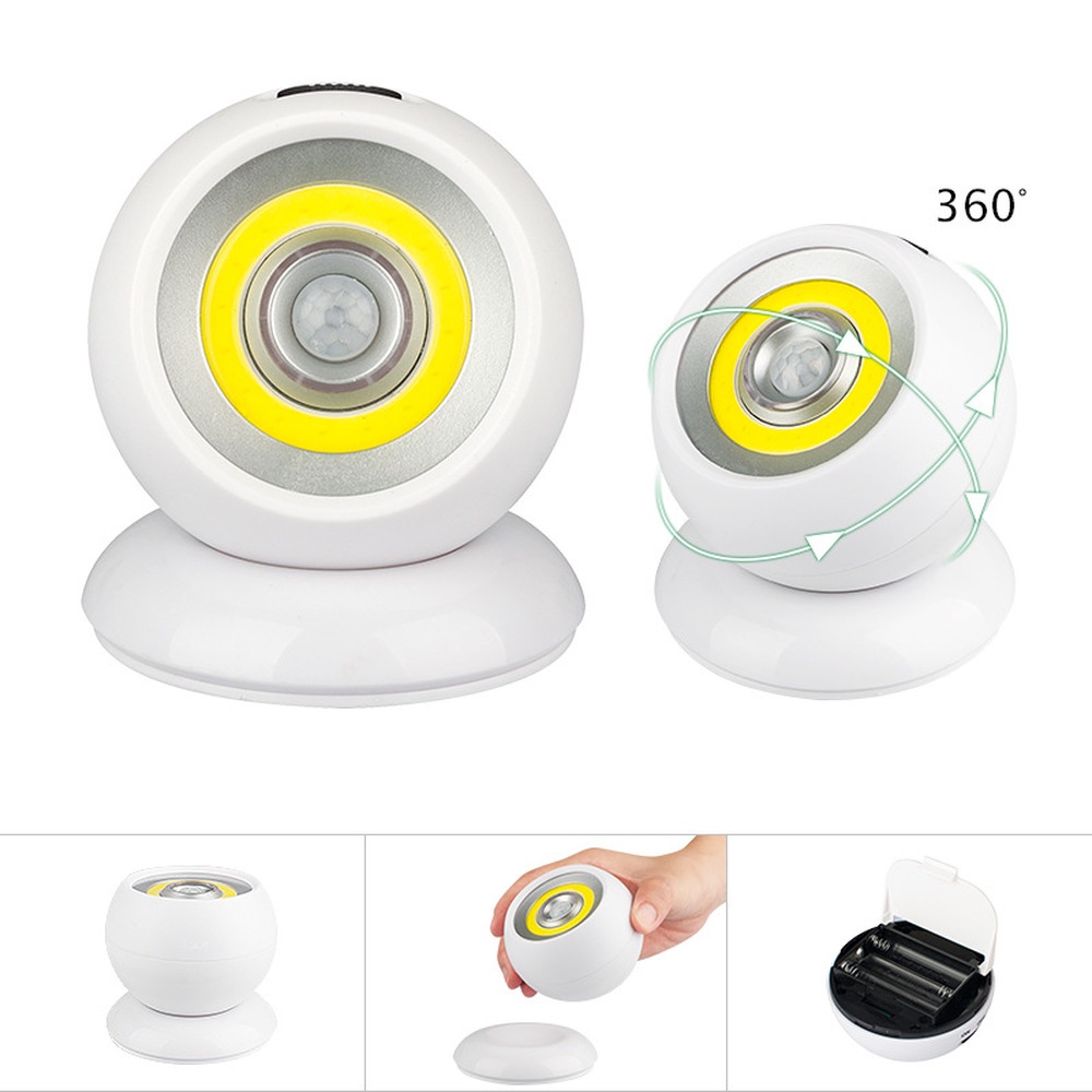 Motion Sensor Light Wireless Battery Powered Wall Lamp USB Rechargeable ...
