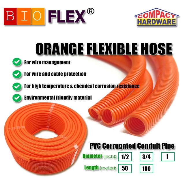 Orange Flexible Hose 1/2x50m & 1/2x100m PVC Conduit Pipe Electrical
