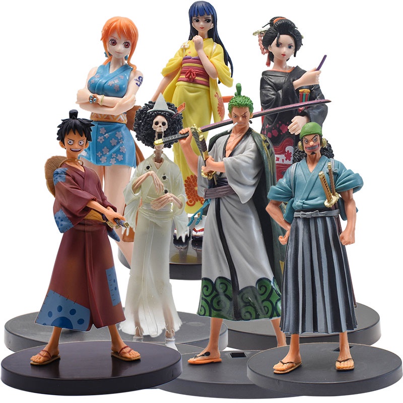 Dxf One Piece 18cm Figure 11 Styles Wano Country Wafuku Luffy Kimono Nami Zoro Pvc Figurines Set 9535