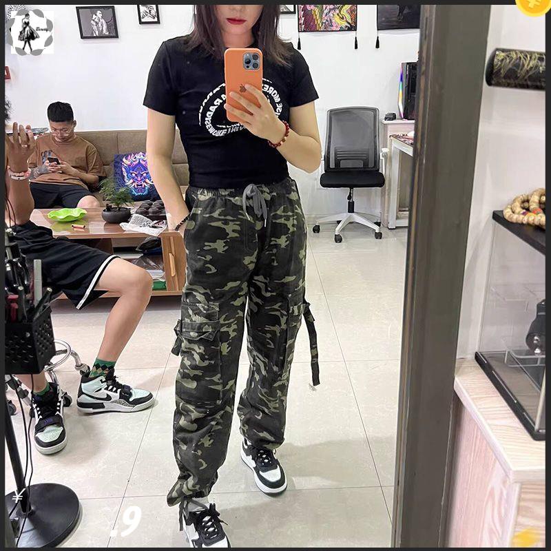 cargo pants for women baggy pants for women high waist Camouflage Pants  Japanese Design Sense Summer ins Street Wear Military Uniform Loose High  American Casual Overalls Women