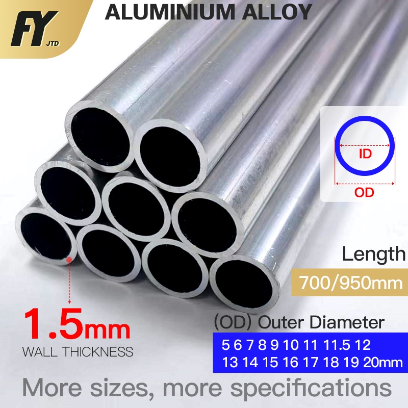 fuyi-aluminum-tube-1-5mm-wall-thickness-od-5-20mm-pipe-700mm-950mm