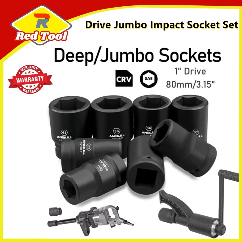 Redtool1 drive jumbo impact socket set universal hex deep socket set