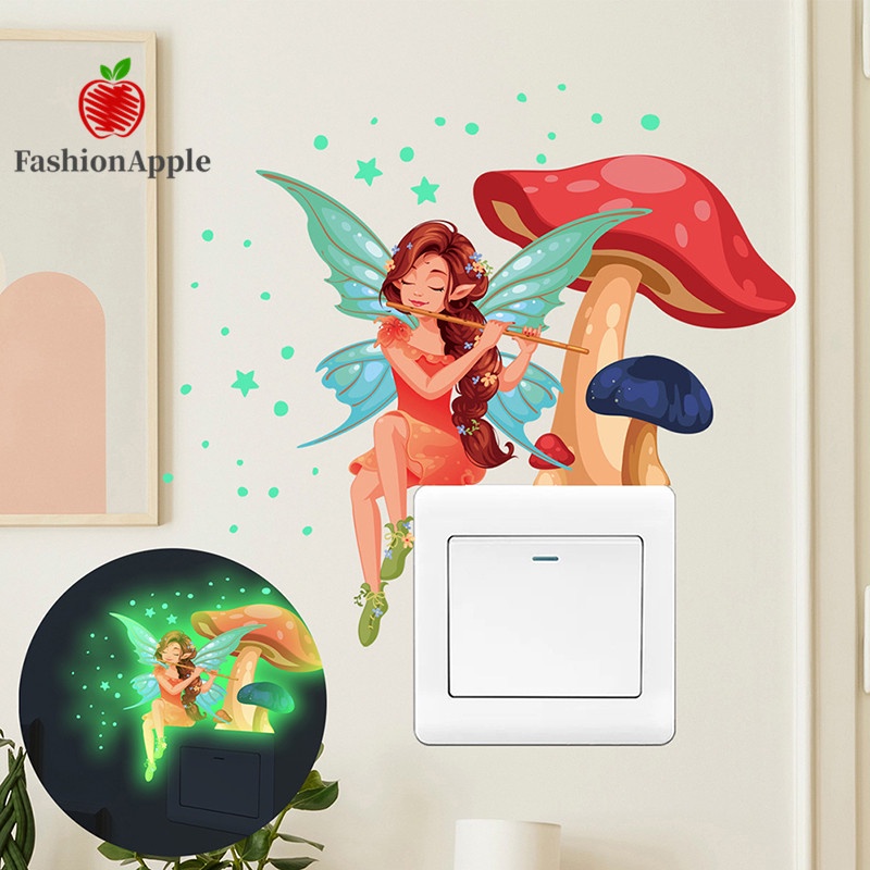 FAPH Fairy Mushroom Luminous Wall Stickers for Kids Rooms Girls Room ...