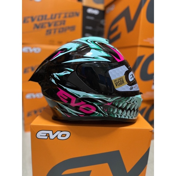 Evo Gt Pro Cyberpunk Wraith Full Face Dual Visor Helmet Shopee