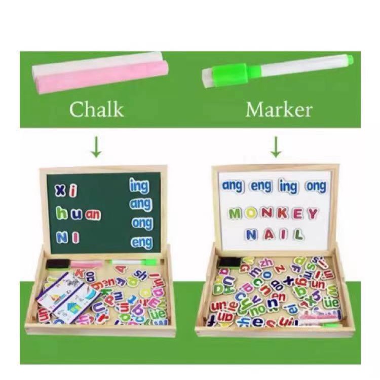 Rice Alphabet Letters Number Shape Double Sided Magnetic Board Learning ...