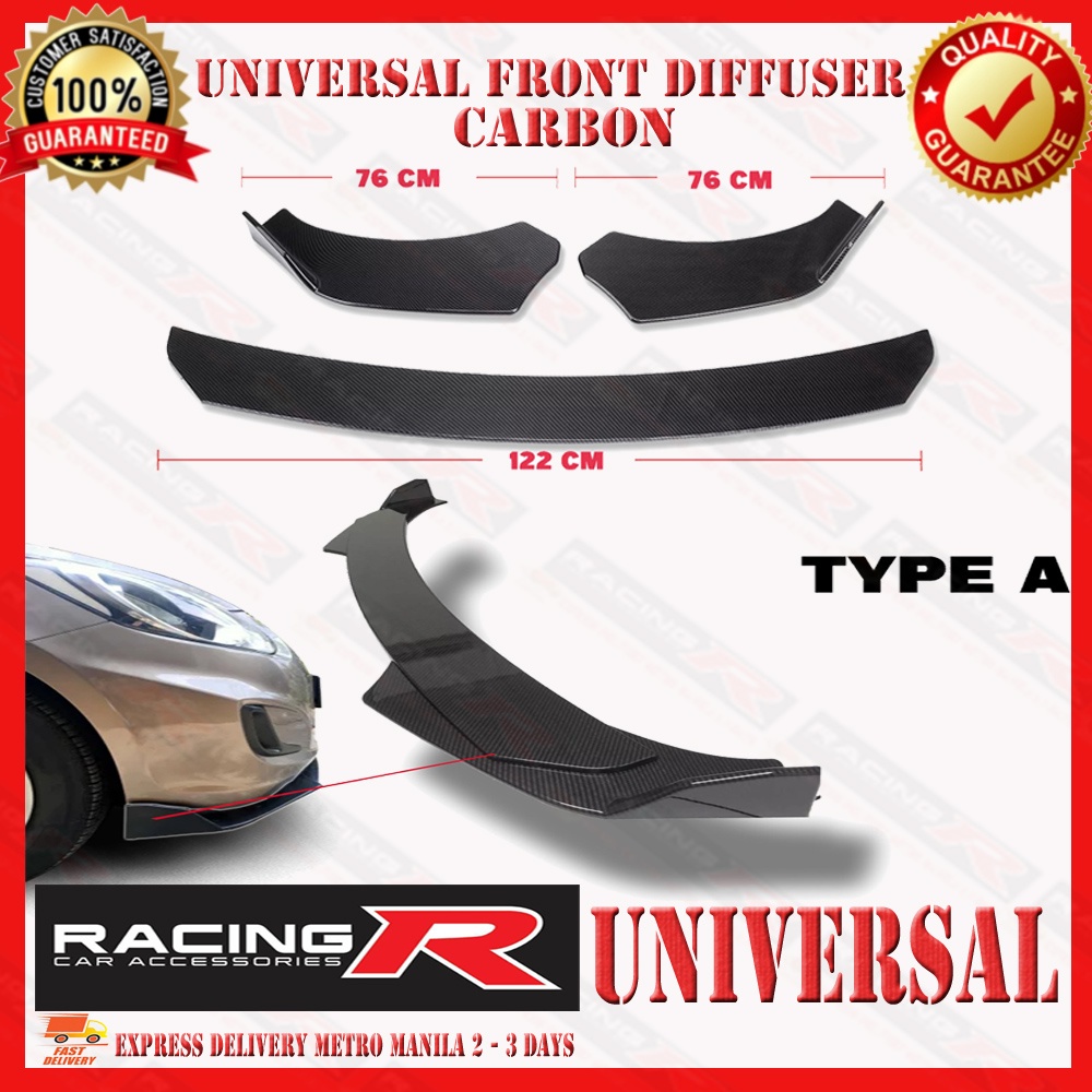 3pcs Universal Car Front Lip Bumper Diffuser Body Kits Splitter ( TYPE ...