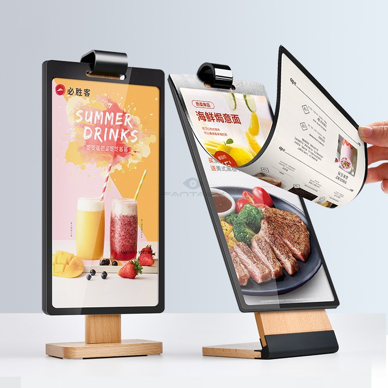 SVIAO Wooden PVC Page Turning Menu Stand Menu Holder Menu Rack with ...