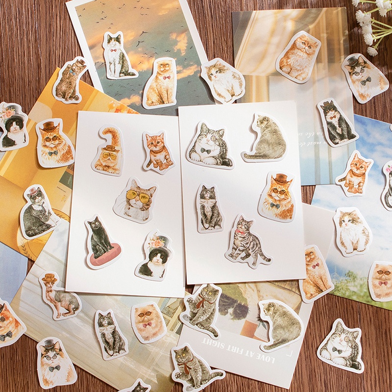 MOHAMM 46 PCS Kawaii Animal Cat Pattern Stickers | Shopee Philippines