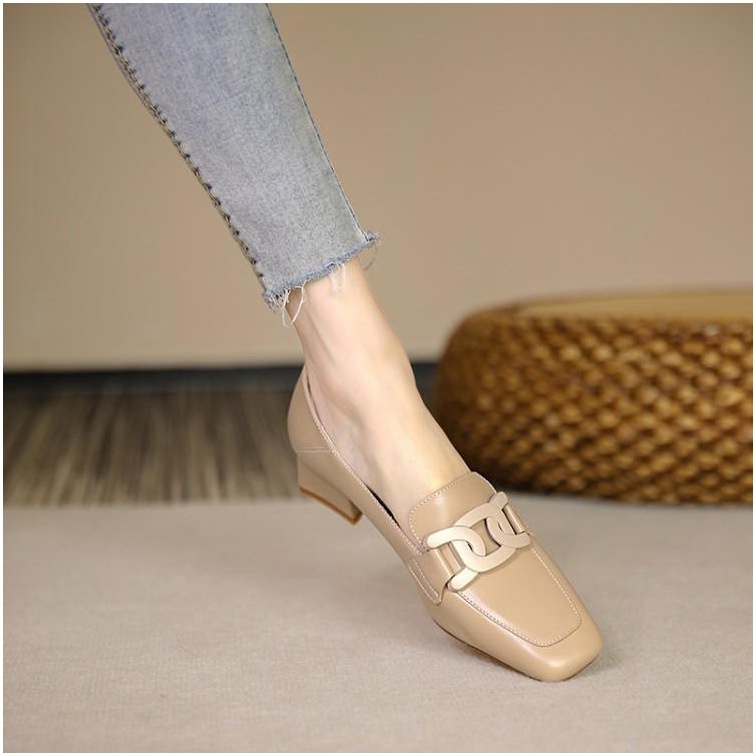 Leather Shoes Women British Style 2022 Spring Autumn New Thick Heel