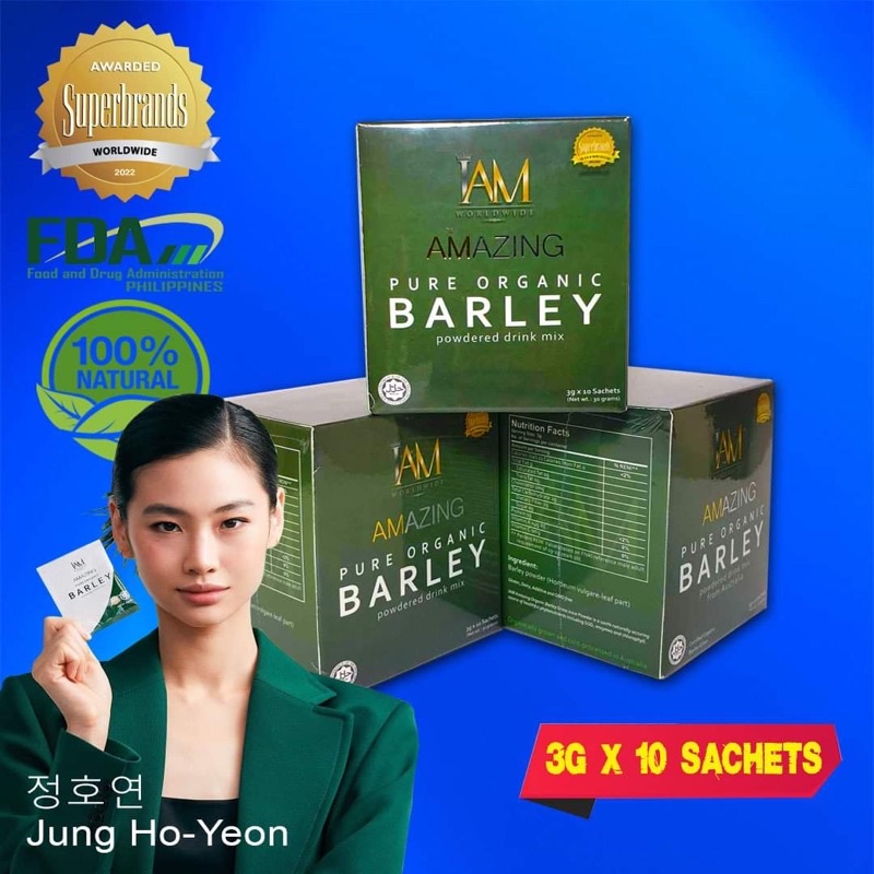 PURE ORGANIC BARLEY POWDERED DRINK MIX 10 SACHETS(I AM AMAZING