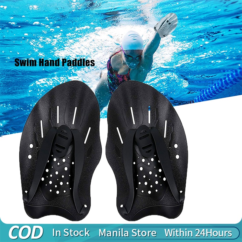 Adjustable Swimming Hand Paddles - Flat Swim Flippers For Kids & Adults, S & L Sizes